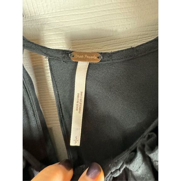 Free People Womens Black Sheer Blouse Size Small - Picture 2 of 4